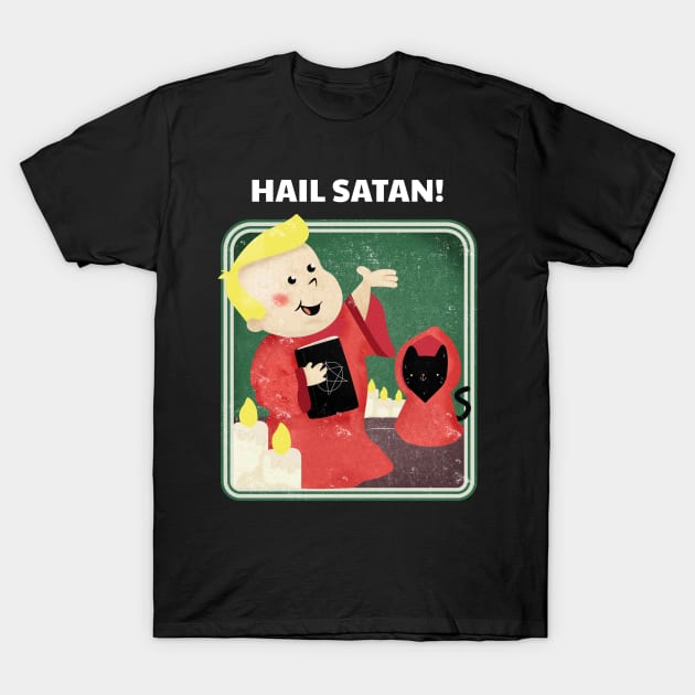 Cute Retro "Hail Satan!" Parody T-Shirt by TOXiK TWINS